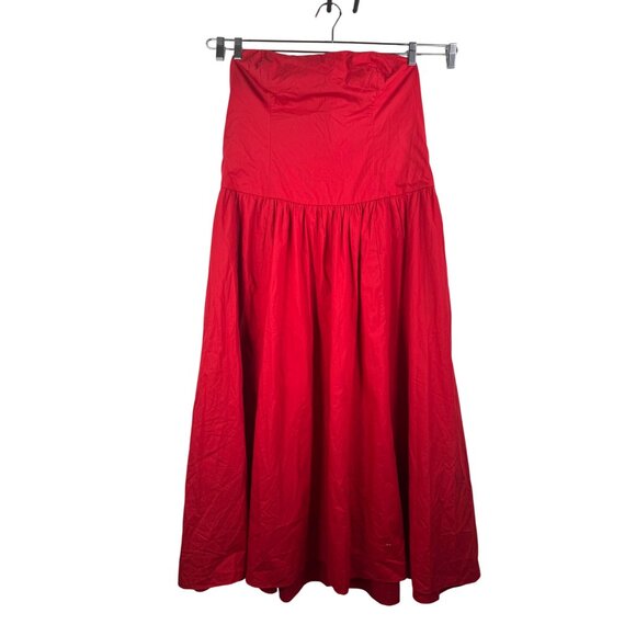 Abercrombie strapless Drop waist smocked maxi dress red sz XLP - Picture 2 of 9